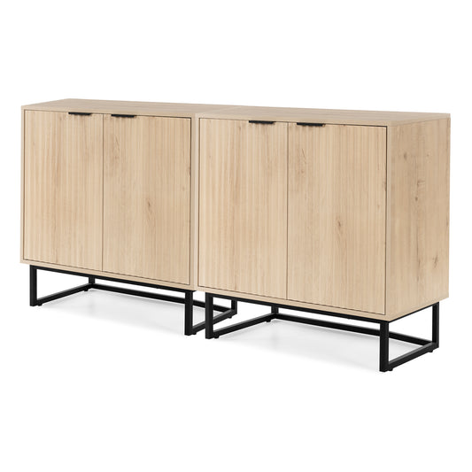 Fluted Storage Cabinet,Sideboard Buffet Cabinet with Adjustable Shelves,Multifunctional Console Table with Storage Credenza Accent Cabinet for Living Room, Dining Room, Hallway