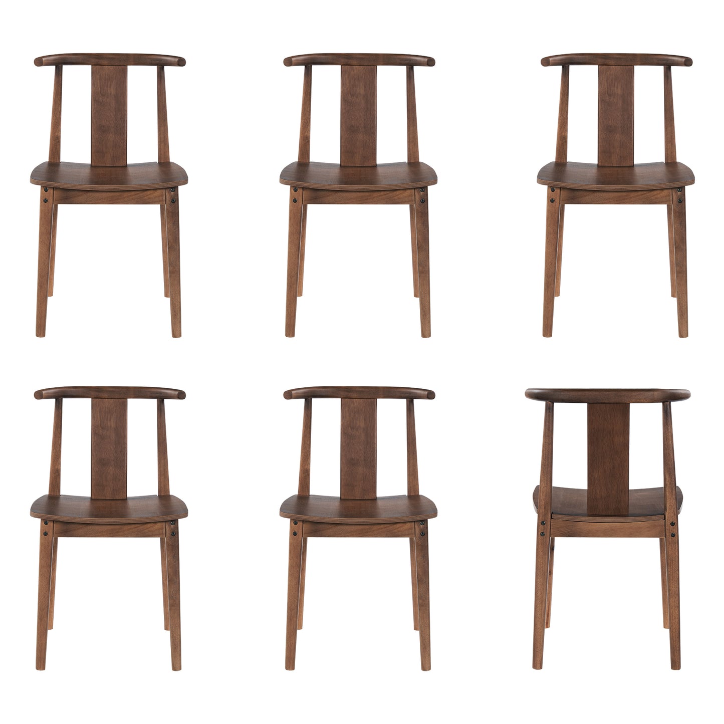 Wood Dining Room Chairs Set of 2, Mid Century Modern Kitchen Chairs Wishbone Chair with Curved Back Armless Accent Chair for Living Room Restaurant