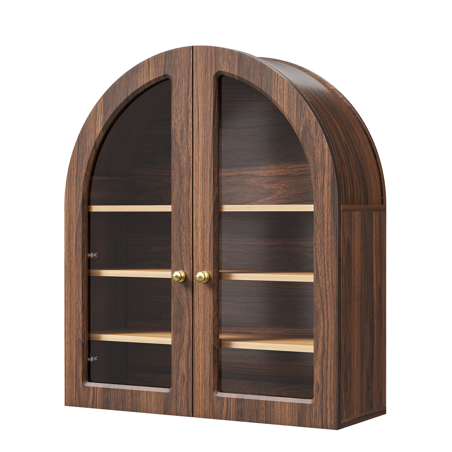 Modern Arched Wall Cabinet, 23.6" Medicine Cabinet with Glass Doors & Adjustable Shelves, Wall Mounted Wood Cabinet for Bathroom, Laundry Room, Kitchen