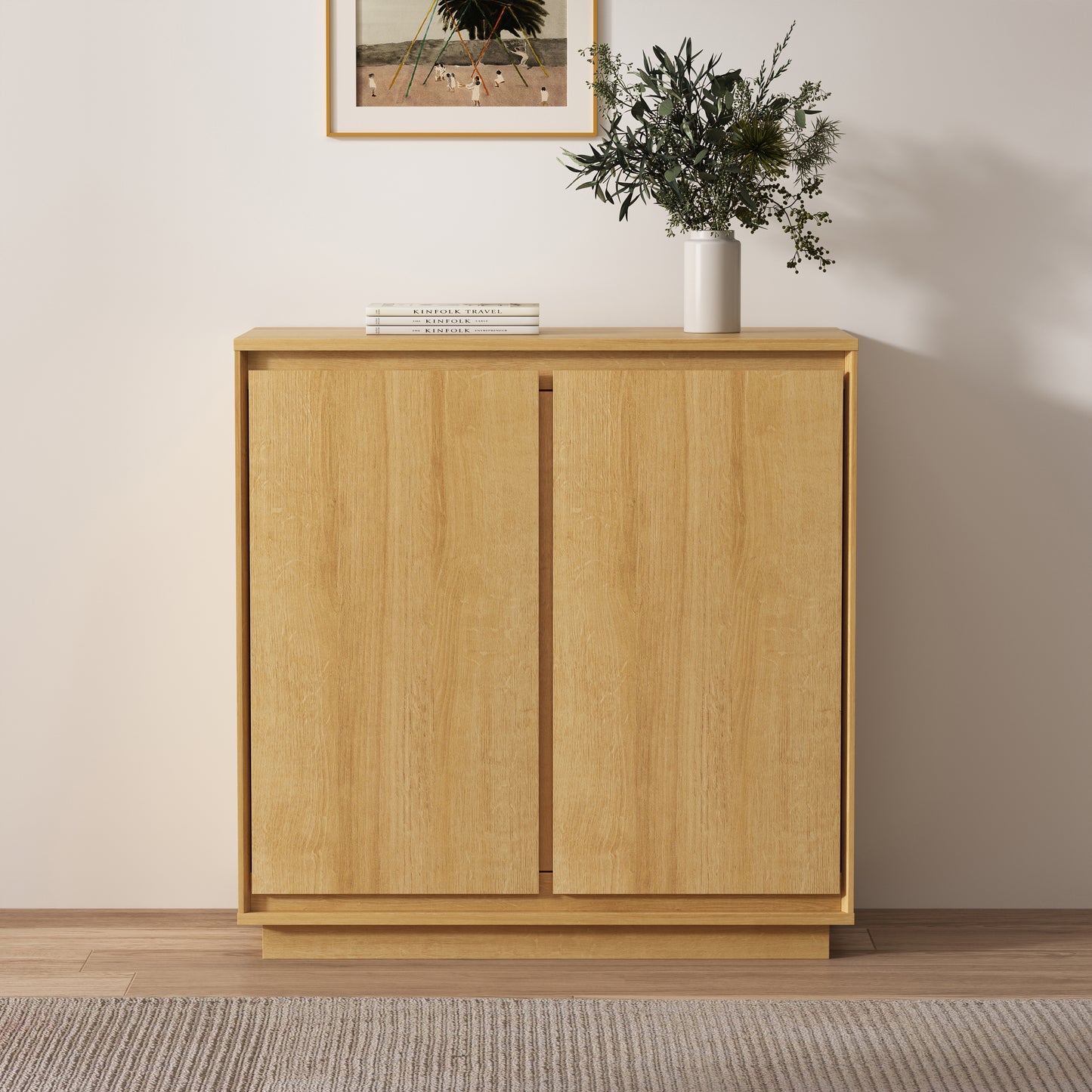 Sideboard Cabinet Buffet Cabinet with Storage with Adjustable Shelves and Handle-Free Design Suitable for Kitchens,Hallway,and Living Rooms
