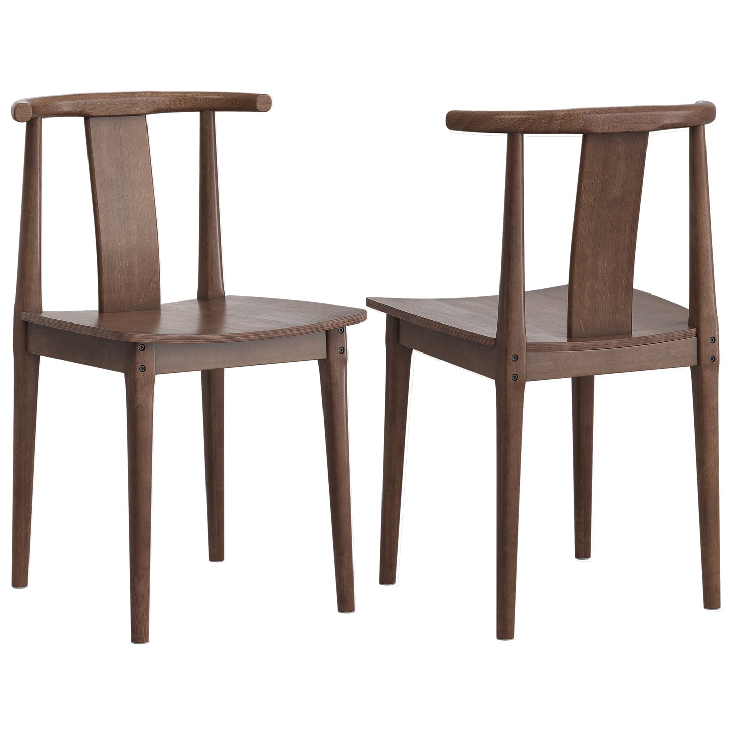 Wood Dining Room Chairs Set of 2, Mid Century Modern Kitchen Chairs Wishbone Chair with Curved Back Armless Accent Chair for Living Room Restaurant