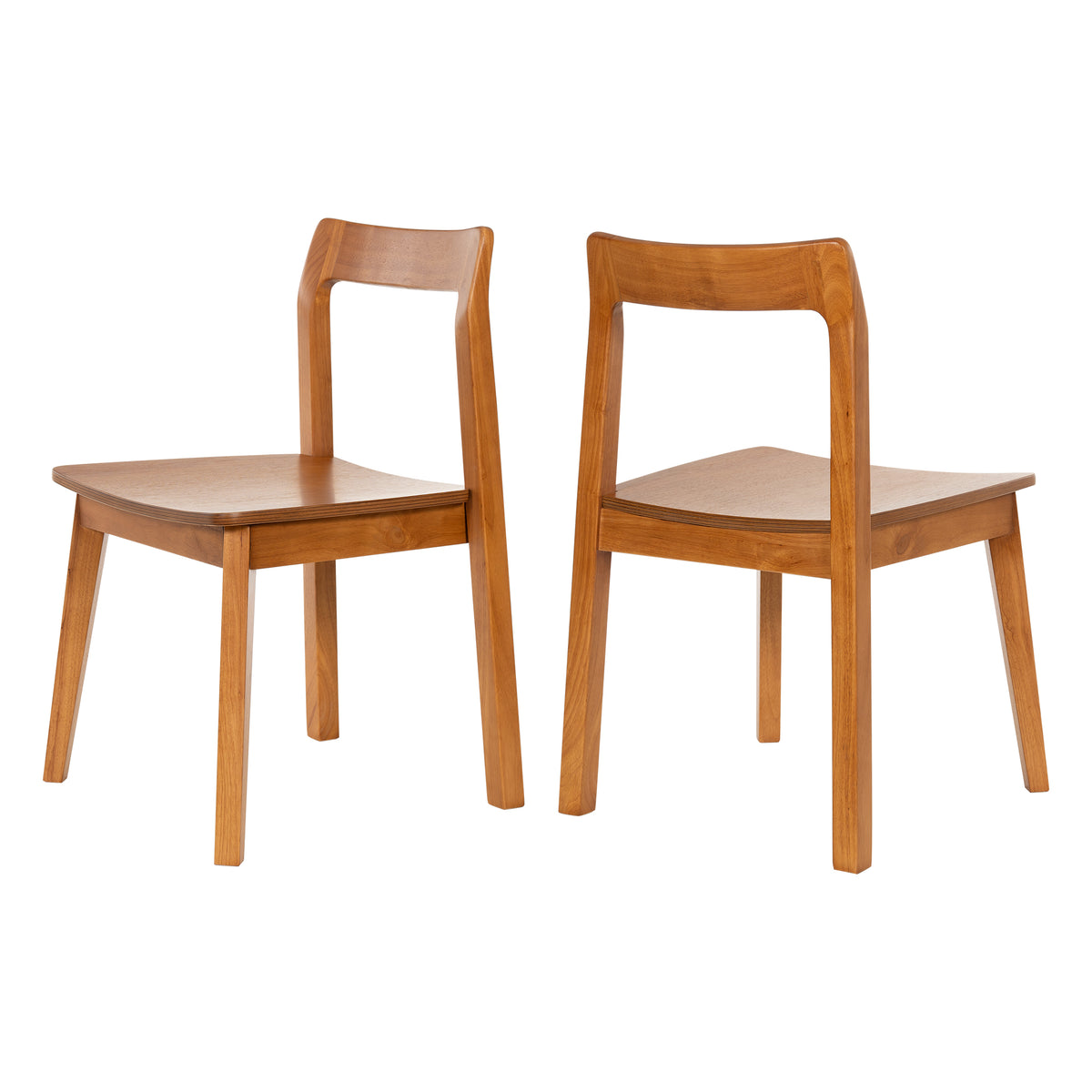 Wood Dining Chairs, Modern Kitchen Room Chairs with Curved Back Armless Accent Chair for Dining Room
