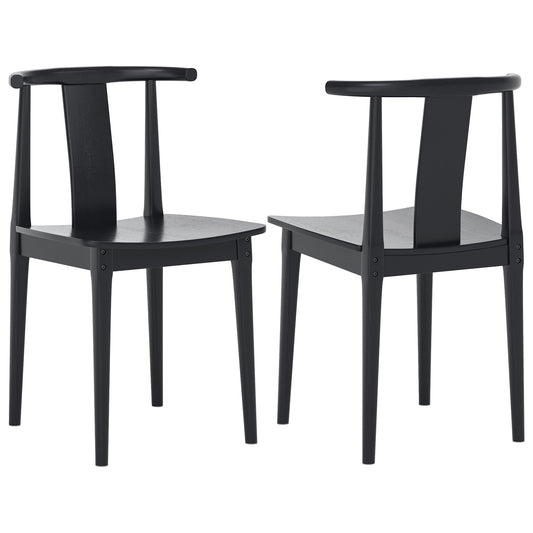Wood Dining Room Chairs Set of 2, Mid Century Modern Kitchen Chairs Wishbone Chair with Curved Back Armless Accent Chair for Living Room Restaurant