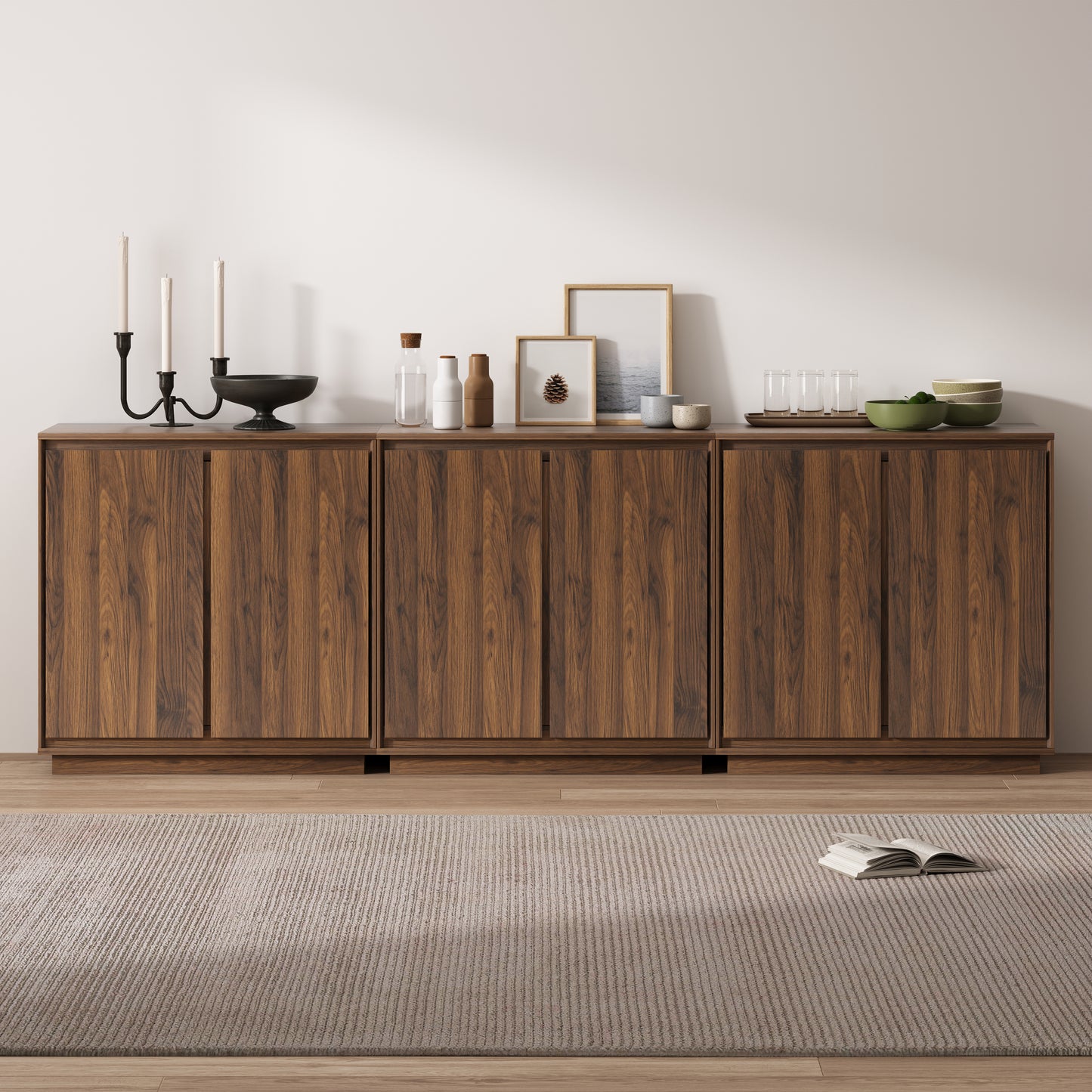 Sideboard Cabinet Buffet Cabinet with Storage with Adjustable Shelves and Handle-Free Design Suitable for Kitchens,Hallway,and Living Rooms