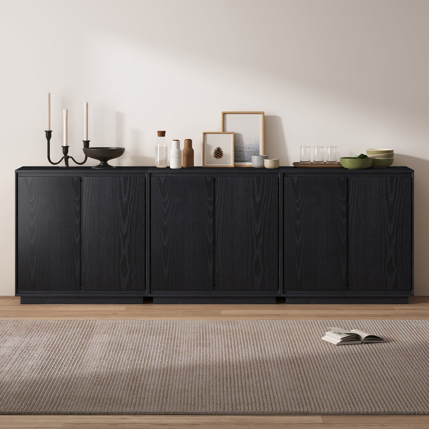 Sideboard Cabinet Buffet Cabinet with Storage with Adjustable Shelves and Handle-Free Design Suitable for Kitchens,Hallway,and Living Rooms