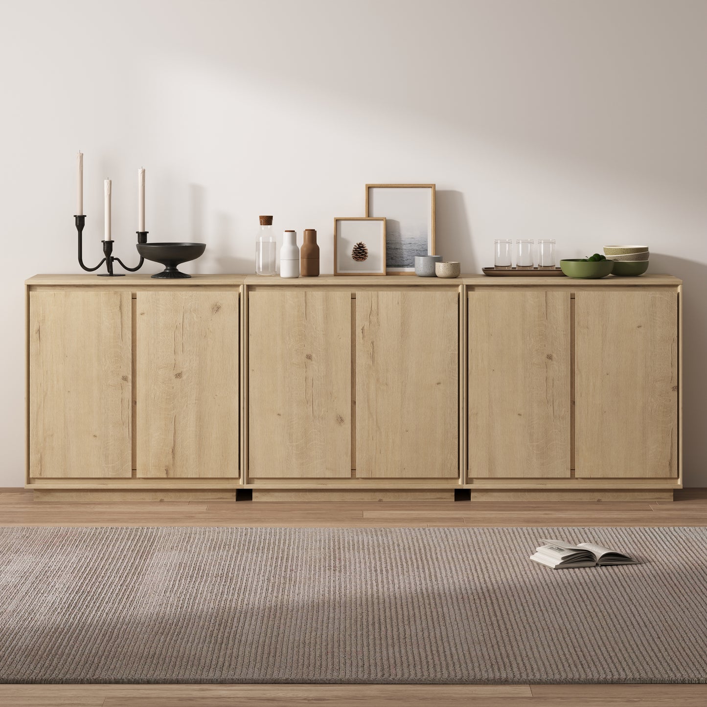 Sideboard Cabinet Buffet Cabinet with Storage with Adjustable Shelves and Handle-Free Design Suitable for Kitchens,Hallway,and Living Rooms