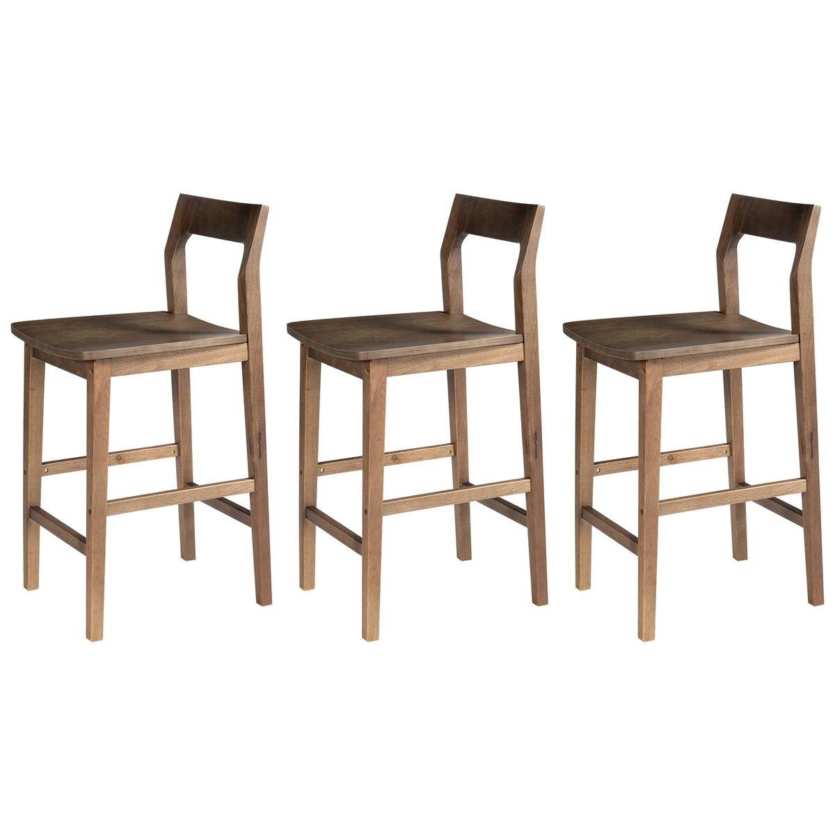 Modern Wood Barstools, Counter Height Bar Stools Armless Farmhouse Wooden Bar Dining Chairs with Back & Footrest for Kitchen Island Cafe Pub