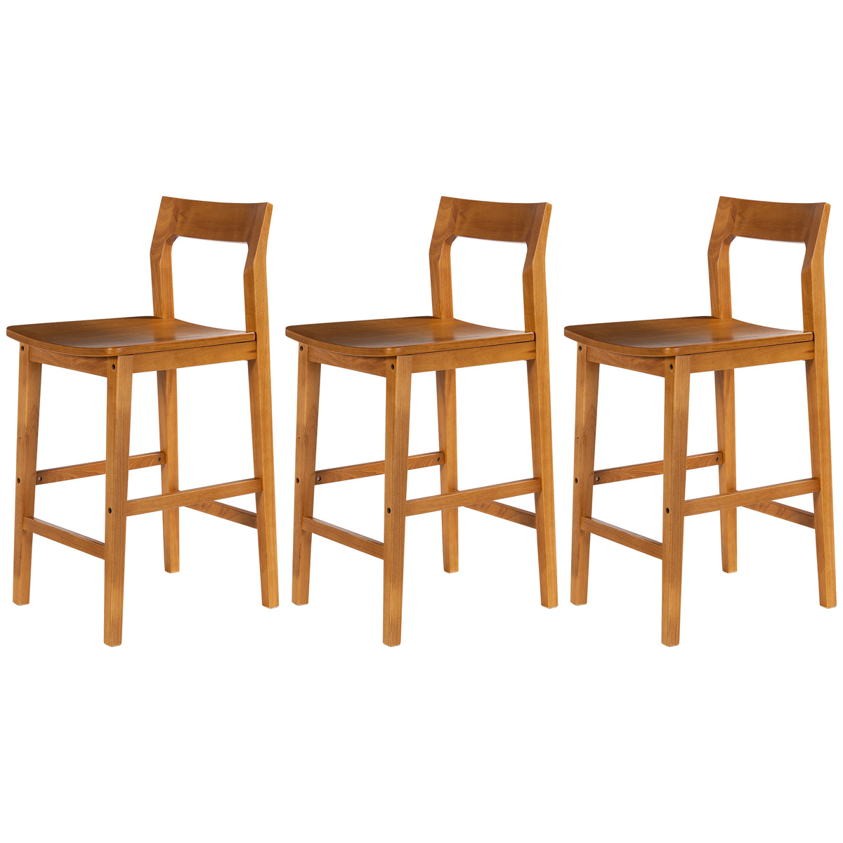 Modern Wood Barstools, Counter Height Bar Stools Armless Farmhouse Wooden Bar Dining Chairs with Back & Footrest for Kitchen Island Cafe Pub