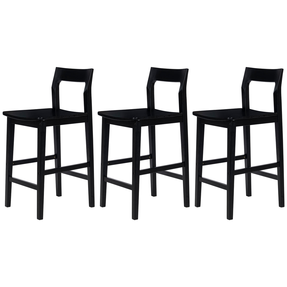 Modern Wood Barstools, Counter Height Bar Stools Armless Farmhouse Wooden Bar Dining Chairs with Back & Footrest for Kitchen Island Cafe Pub