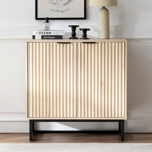 Fluted Storage Cabinet,Sideboard Buffet Cabinet with Adjustable Shelves,Multifunctional Console Table with Storage Credenza Accent Cabinet for Living Room, Dining Room, Hallway