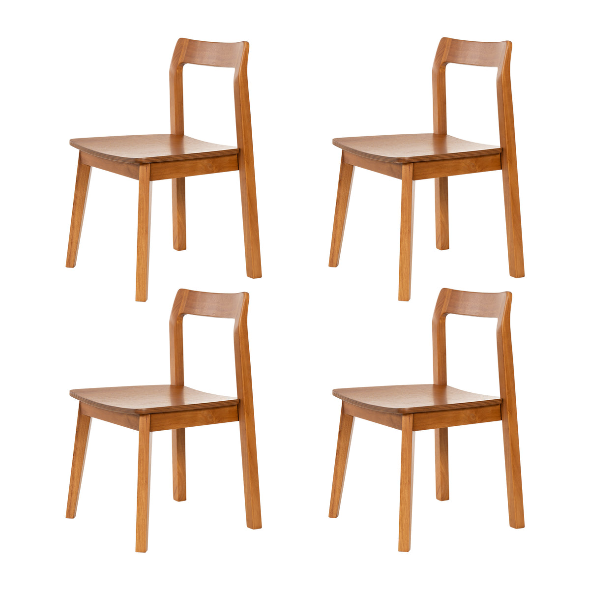 Wood Dining Chairs, Modern Kitchen Room Chairs with Curved Back Armless Accent Chair for Dining Room