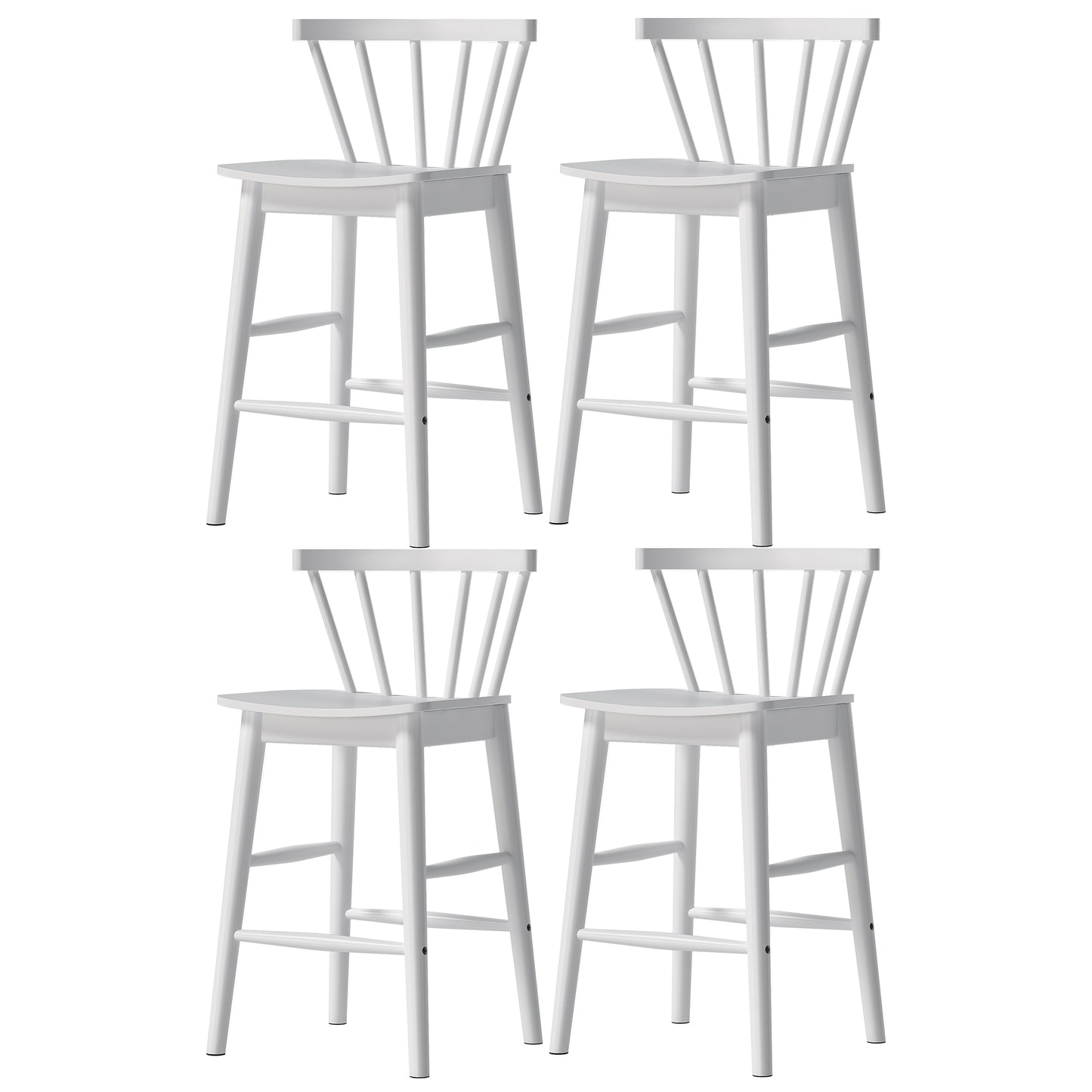 Modern Bar Stools Set of 2, 24" Wooden Counter Height Barstools, Modern Armless Farmhouse Bar Dining Chairs with Back & Footrest for Kitchen Island Pub