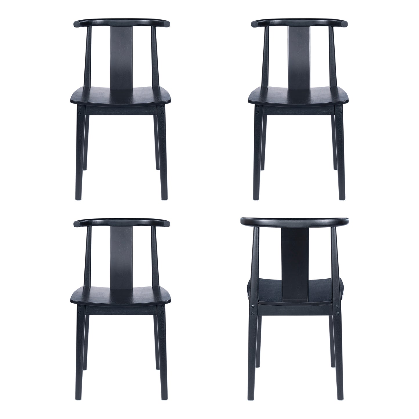 Wood Dining Room Chairs Set of 2, Mid Century Modern Kitchen Chairs Wishbone Chair with Curved Back Armless Accent Chair for Living Room Restaurant