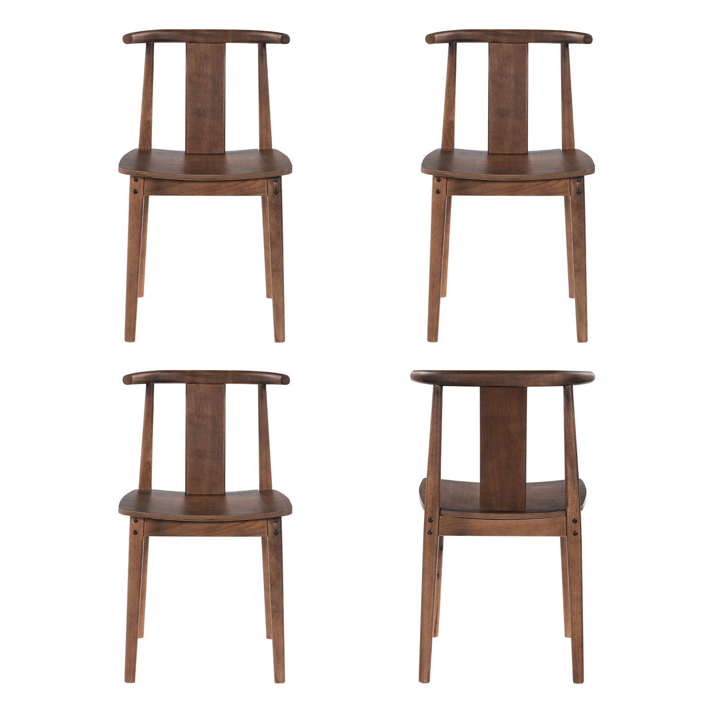 Wood Dining Room Chairs Set of 2, Mid Century Modern Kitchen Chairs Wishbone Chair with Curved Back Armless Accent Chair for Living Room Restaurant