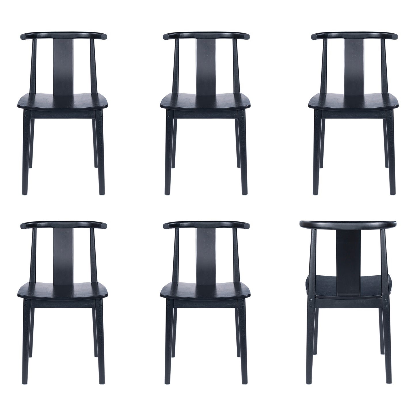 Wood Dining Room Chairs Set of 2, Mid Century Modern Kitchen Chairs Wishbone Chair with Curved Back Armless Accent Chair for Living Room Restaurant