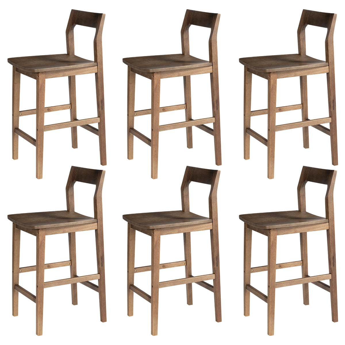 Modern Wood Barstools, Counter Height Bar Stools Armless Farmhouse Wooden Bar Dining Chairs with Back & Footrest for Kitchen Island Cafe Pub