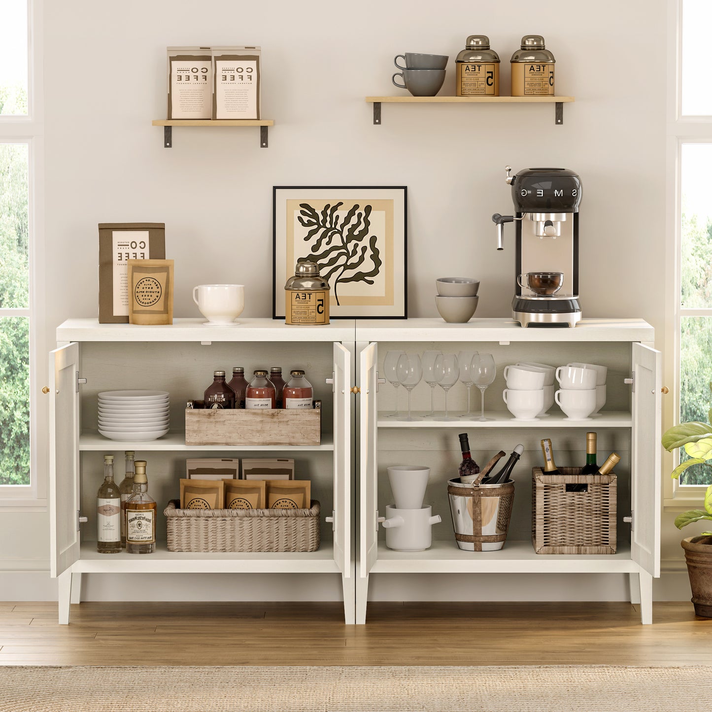 Modern Buffet Cabinet with Storage Sideboard Cabinet 3Pcs Wood cabinets for Kitchen,Living Room,Hallway