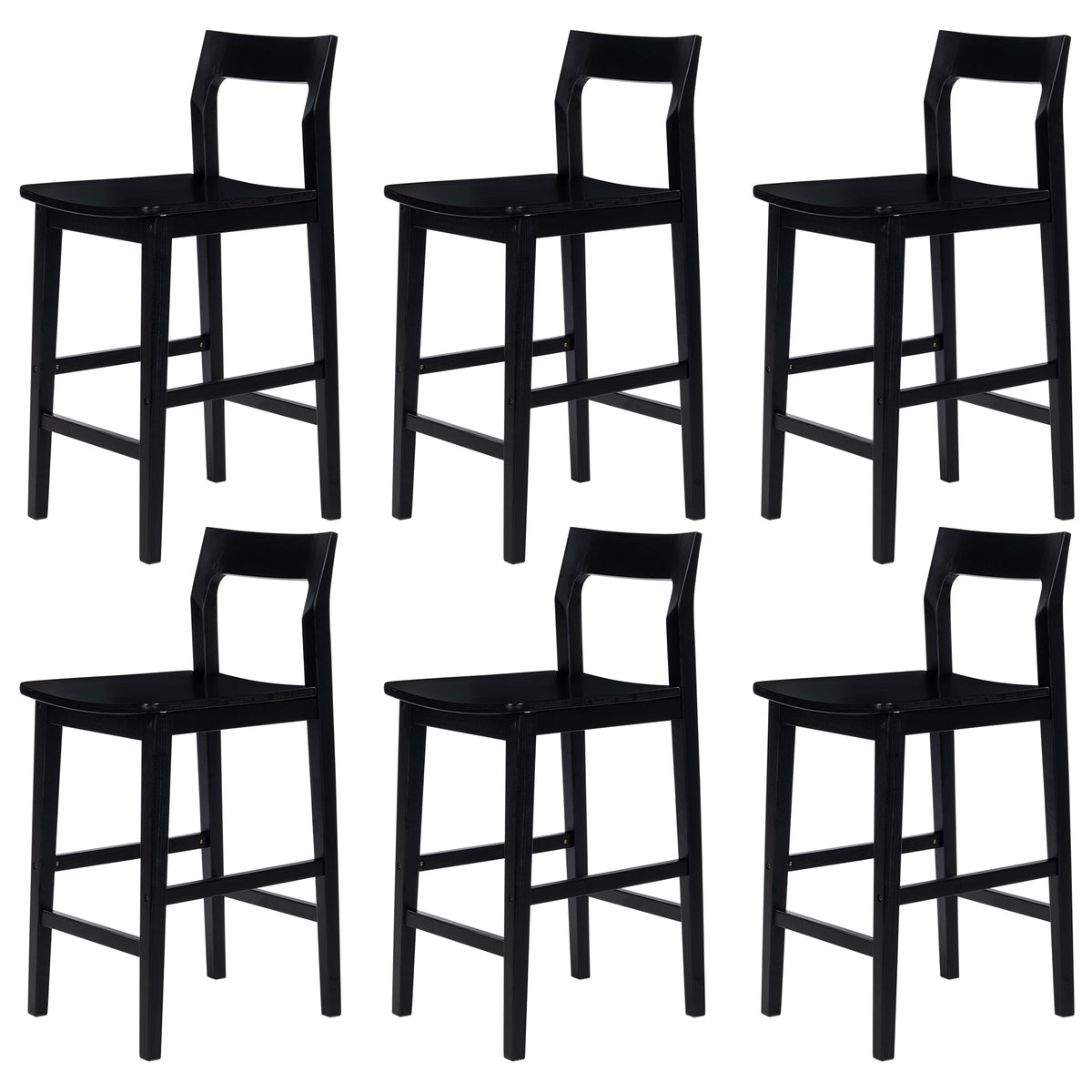 Modern Wood Barstools, Counter Height Bar Stools Armless Farmhouse Wooden Bar Dining Chairs with Back & Footrest for Kitchen Island Cafe Pub