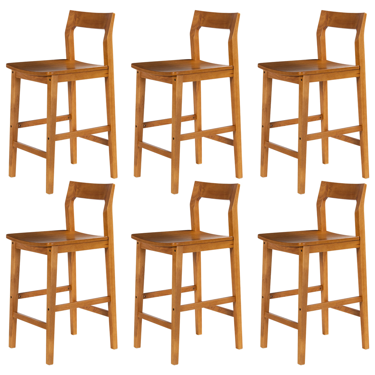 Modern Wood Barstools, Counter Height Bar Stools Armless Farmhouse Wooden Bar Dining Chairs with Back & Footrest for Kitchen Island Cafe Pub