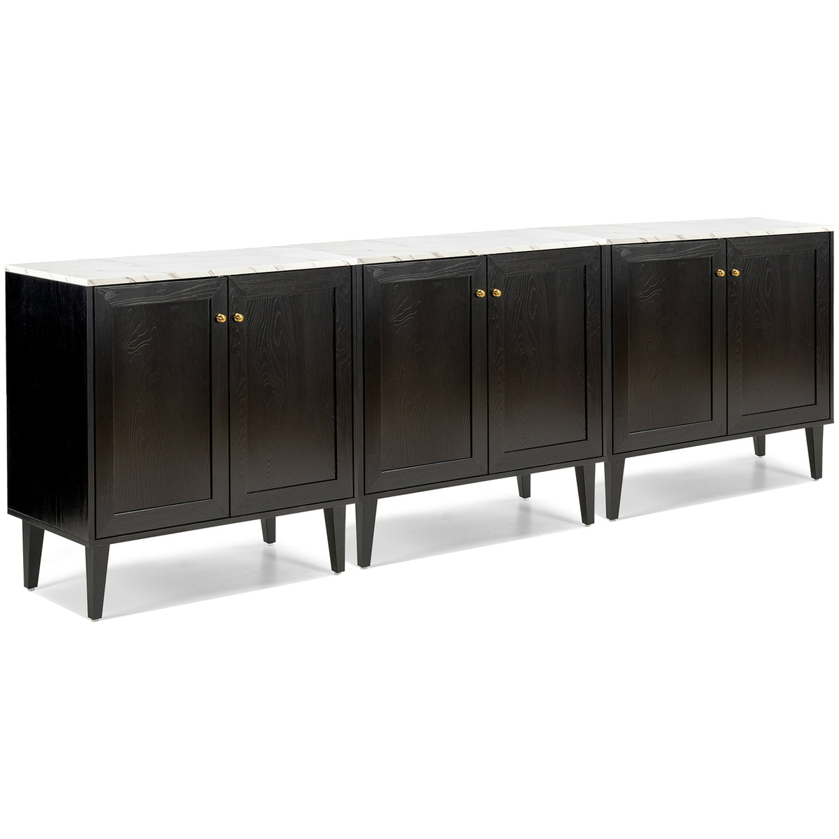 Accent Storage Cabinet Modern Freestanding Sideboard Buffet with Faux Marble Top Adjustable Shelves Wood Organizer for Living Room