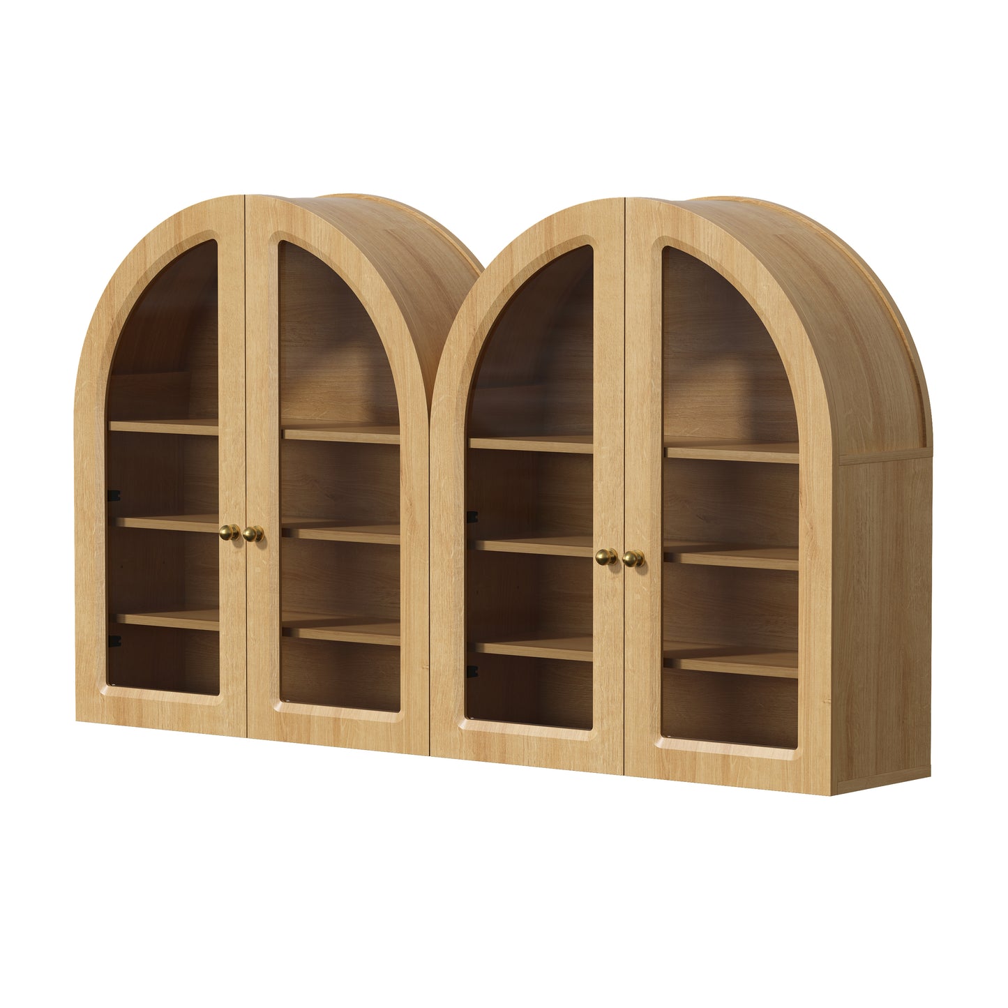 Modern Arched Wall Cabinet, 23.6" Medicine Cabinet with Glass Doors & Adjustable Shelves, Wall Mounted Wood Cabinet for Bathroom, Laundry Room, Kitchen