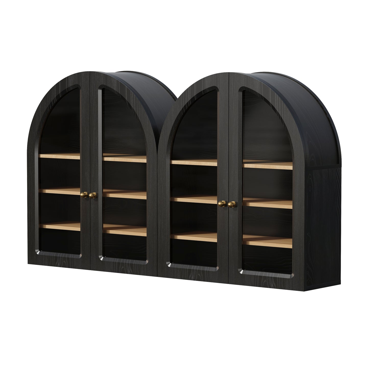 Modern Arched Wall Cabinet, 23.6" Medicine Cabinet with Glass Doors & Adjustable Shelves, Wall Mounted Wood Cabinet for Bathroom, Laundry Room, Kitchen