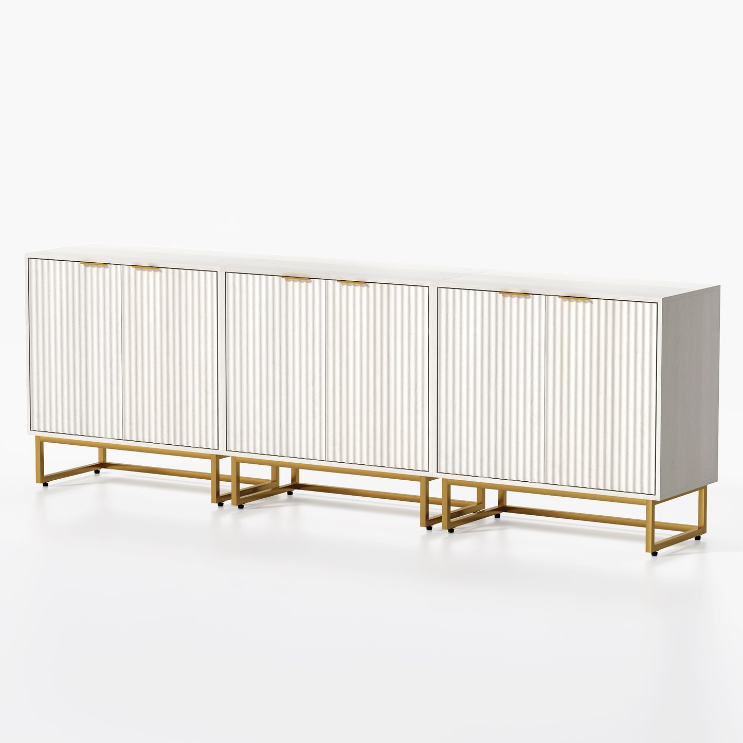 Fluted Storage Cabinet,Sideboard Buffet Cabinet with Adjustable Shelves,Multifunctional Console Table with Storage Credenza Accent Cabinet for Living Room, Dining Room, Hallway
