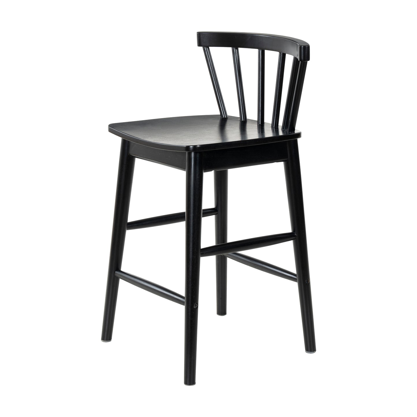 Modern Bar Stools Set of 2, 24" Wooden Counter Height Barstools, Modern Armless Farmhouse Bar Dining Chairs with Back & Footrest for Kitchen Island Pub