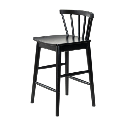 Modern Bar Stools Set of 2, 24" Wooden Counter Height Barstools, Modern Armless Farmhouse Bar Dining Chairs with Back & Footrest for Kitchen Island Pub