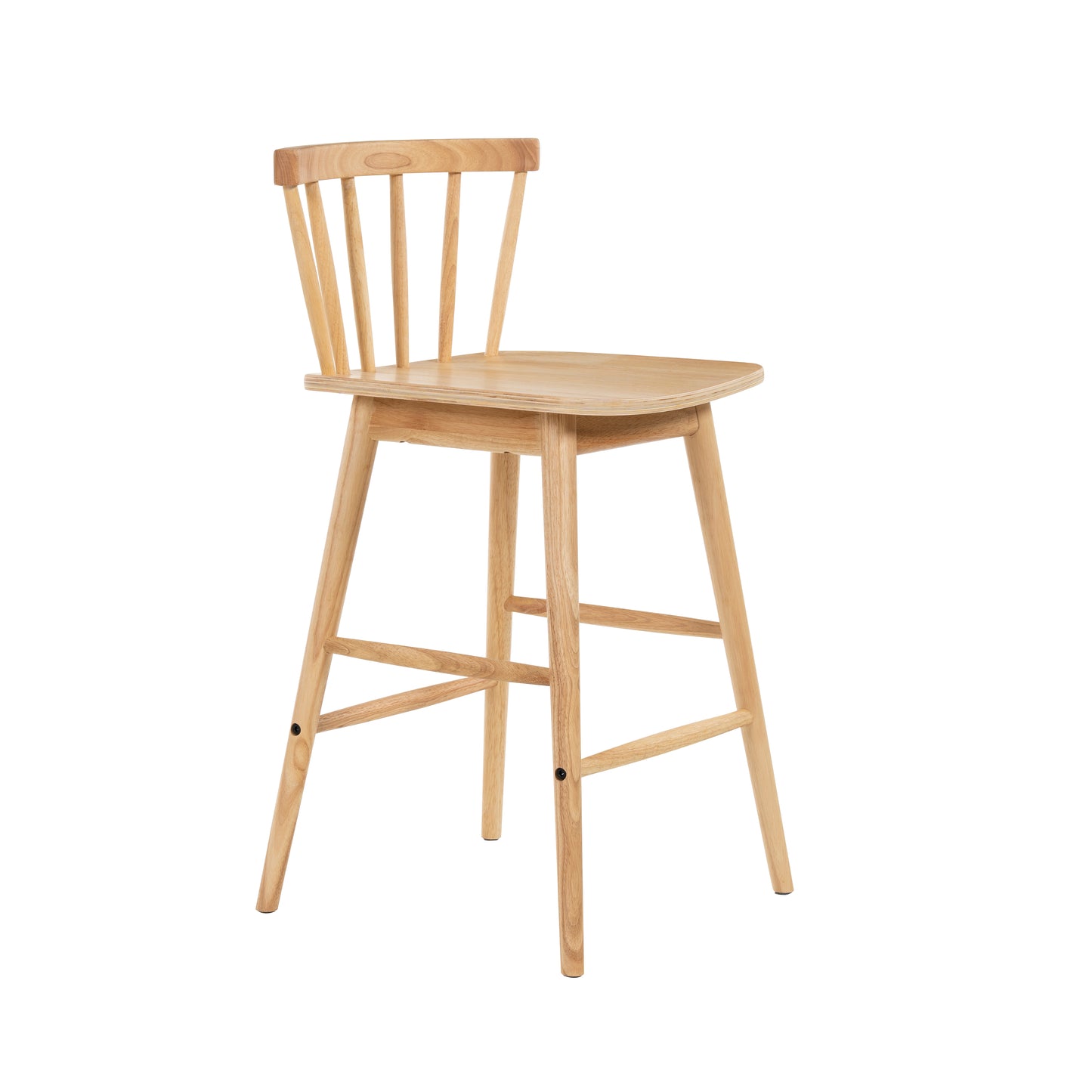 Modern Bar Stools Set of 2, 24" Wooden Counter Height Barstools, Modern Armless Farmhouse Bar Dining Chairs with Back & Footrest for Kitchen Island Pub