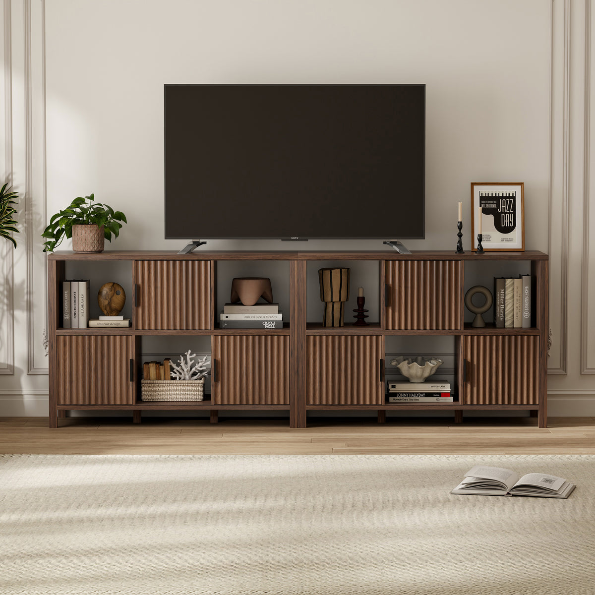 6 Cube Storage Organizer，Bookshelf with 3 Doors，for Living Room, Home Office