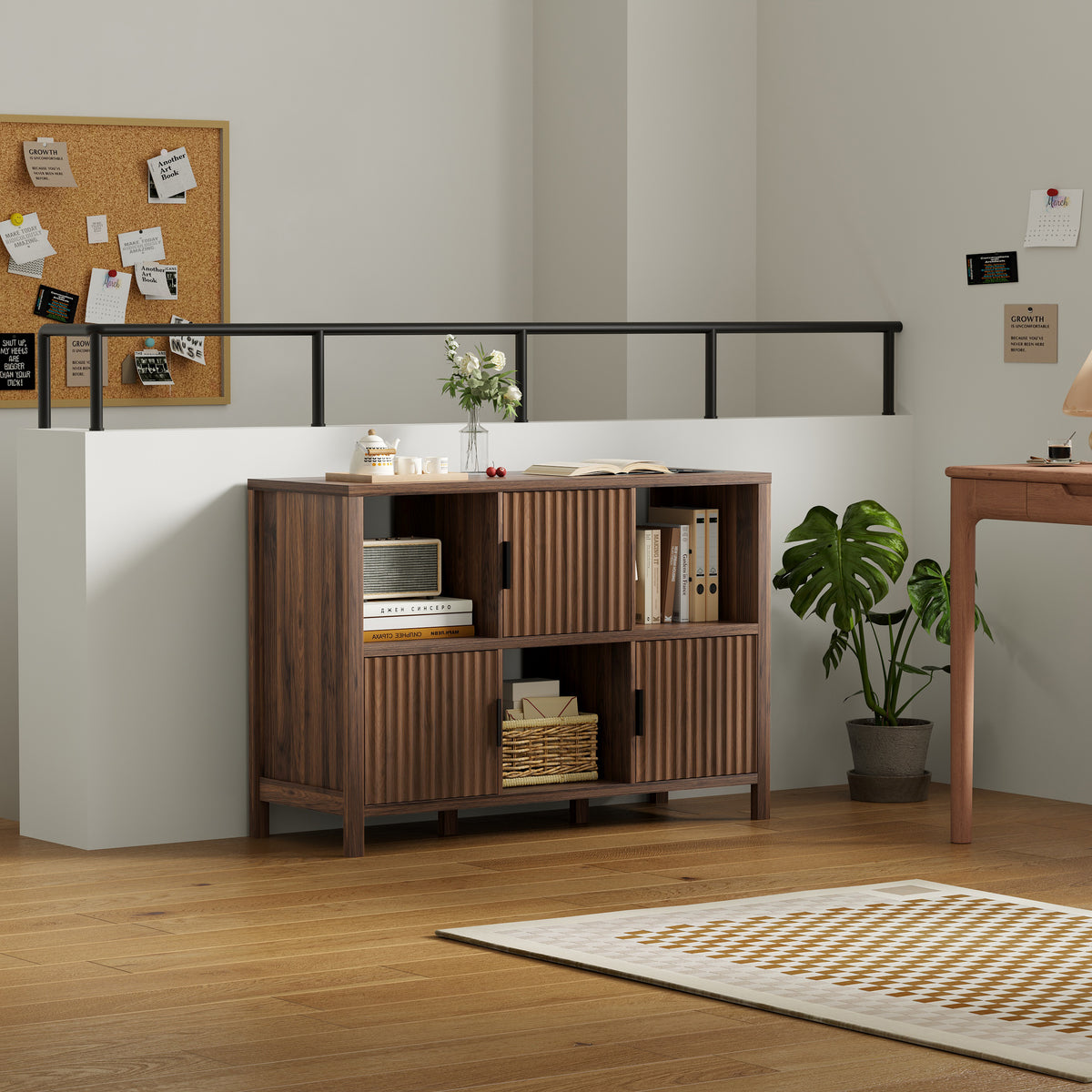 6 Cube Storage Organizer，Bookshelf with 3 Doors，for Living Room, Home Office
