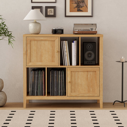 Record Player Stand with Vinyl Storage Cabinet,with Door Record Player Table,for Living Room, Office