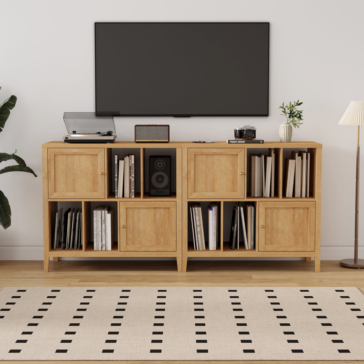 Record Player Stand with Vinyl Storage Cabinet,with Door Record Player Table,for Living Room, Office