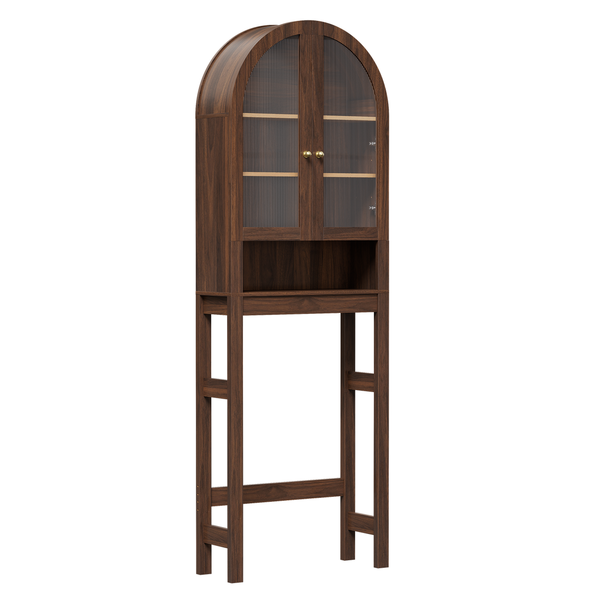 Arched Over The Toilet Storage Cabinet with Acrylic Door Over Toilet Bathroom Organizer Shelf with Open & Adjustable Shelf, Freestanding Bathroom Storage, Space-Saving