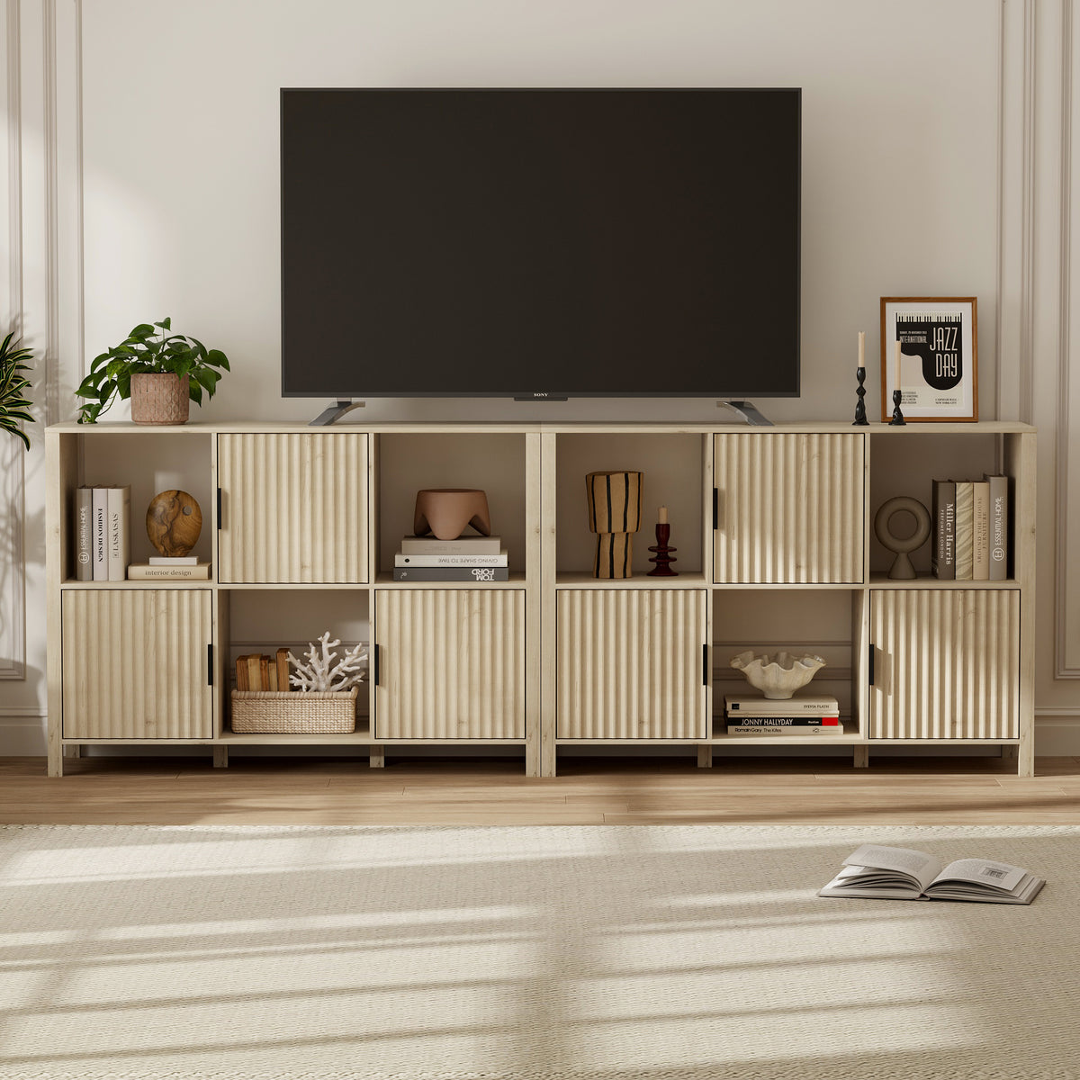 6 Cube Storage Organizer，Bookshelf with 3 Doors，for Living Room, Home Office