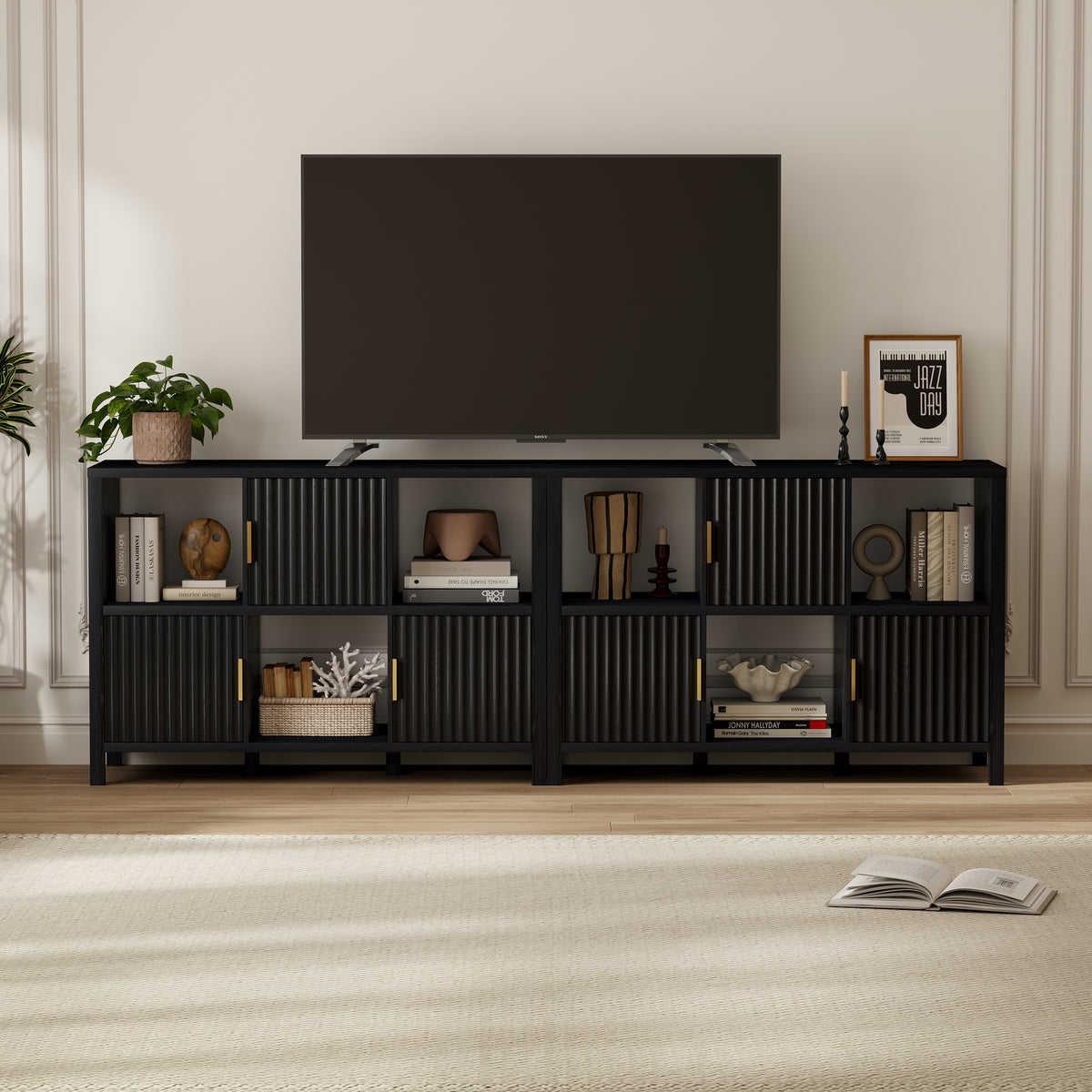 6 Cube Storage Organizer，Bookshelf with 3 Doors，for Living Room, Home Office