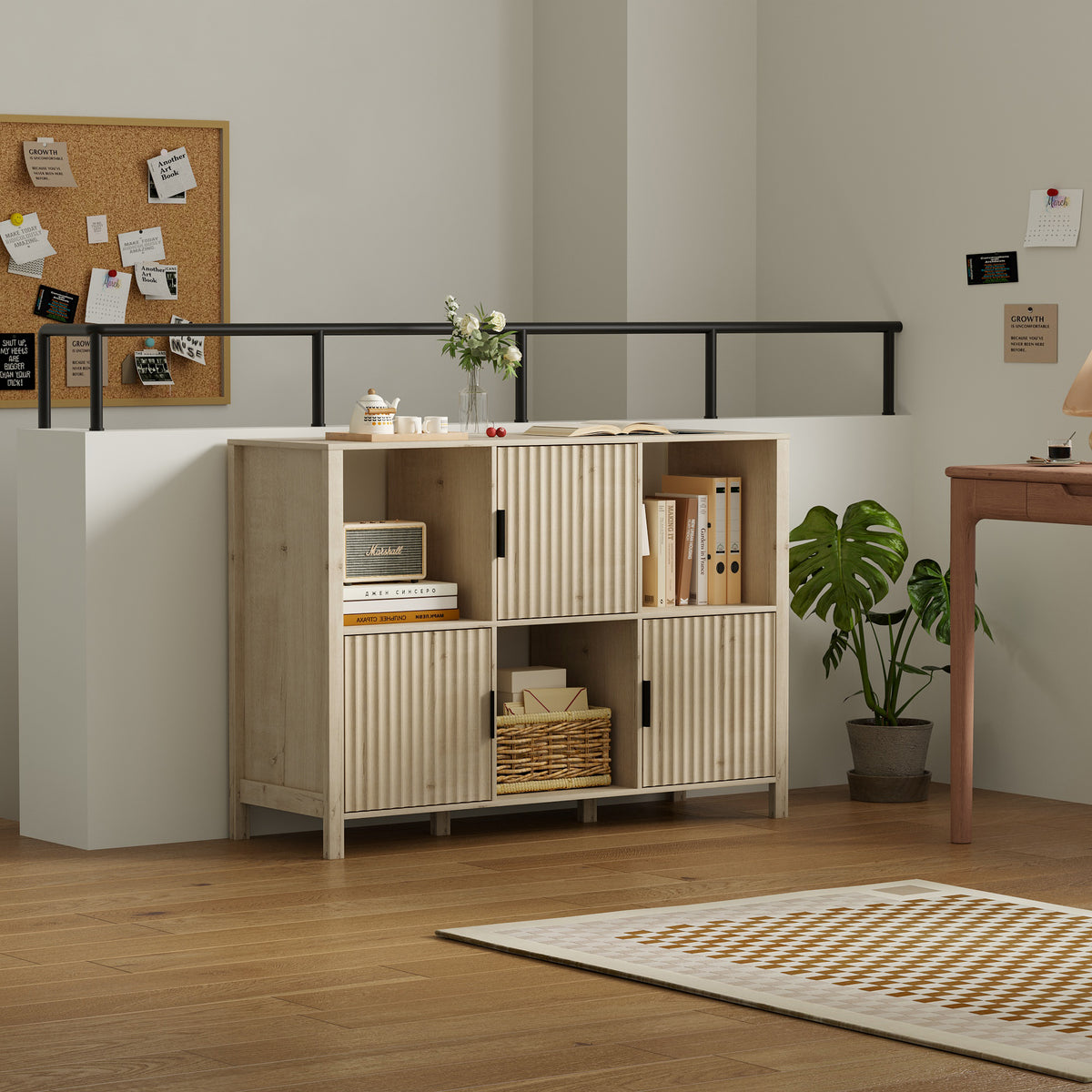 6 Cube Storage Organizer，Bookshelf with 3 Doors，for Living Room, Home Office