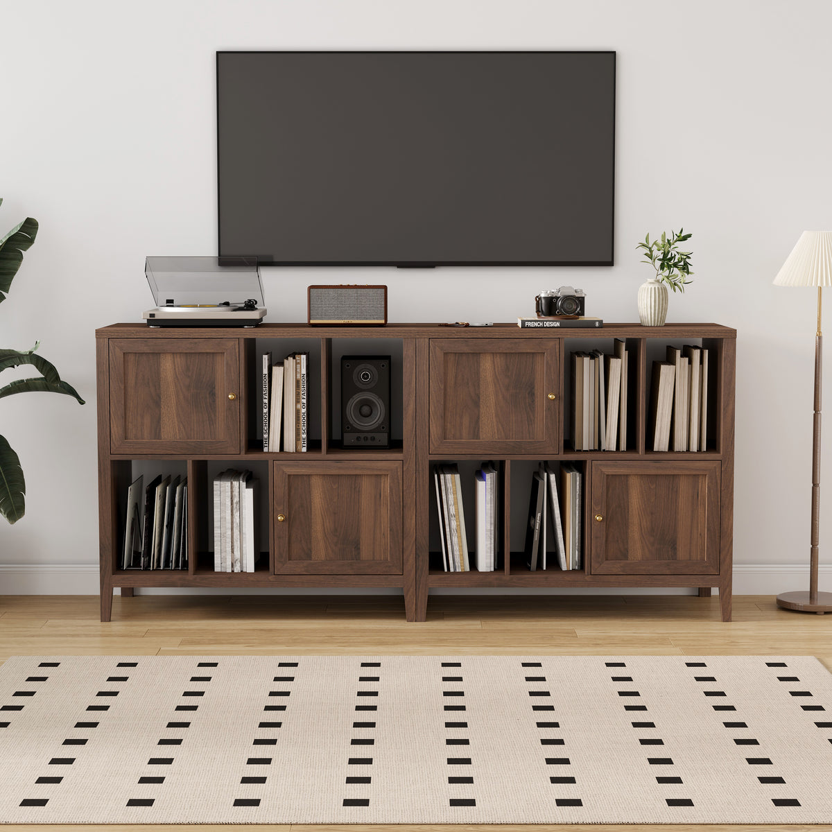 Record Player Stand with Vinyl Storage Cabinet,with Door Record Player Table,for Living Room, Office