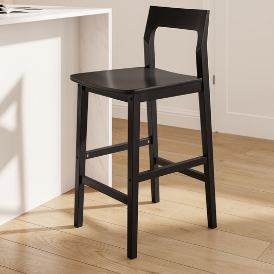 Modern Wood Barstools, Counter Height Bar Stools Armless Farmhouse Wooden Bar Dining Chairs with Back & Footrest for Kitchen Island Cafe Pub