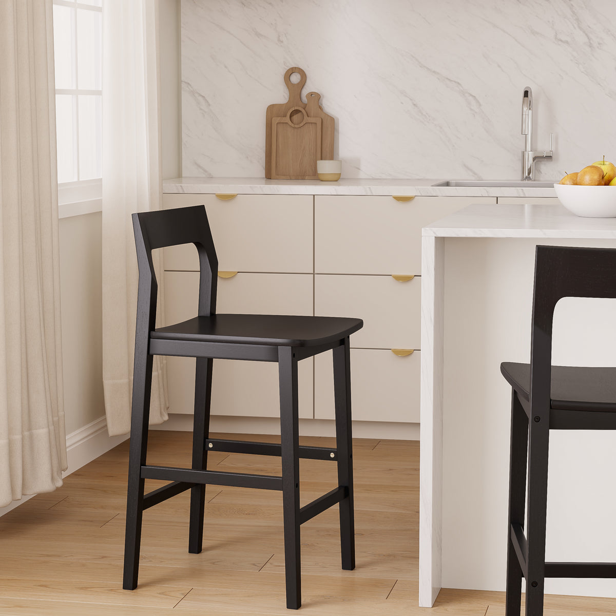 Modern Wood Barstools, Counter Height Bar Stools Armless Farmhouse Wooden Bar Dining Chairs with Back & Footrest for Kitchen Island Cafe Pub