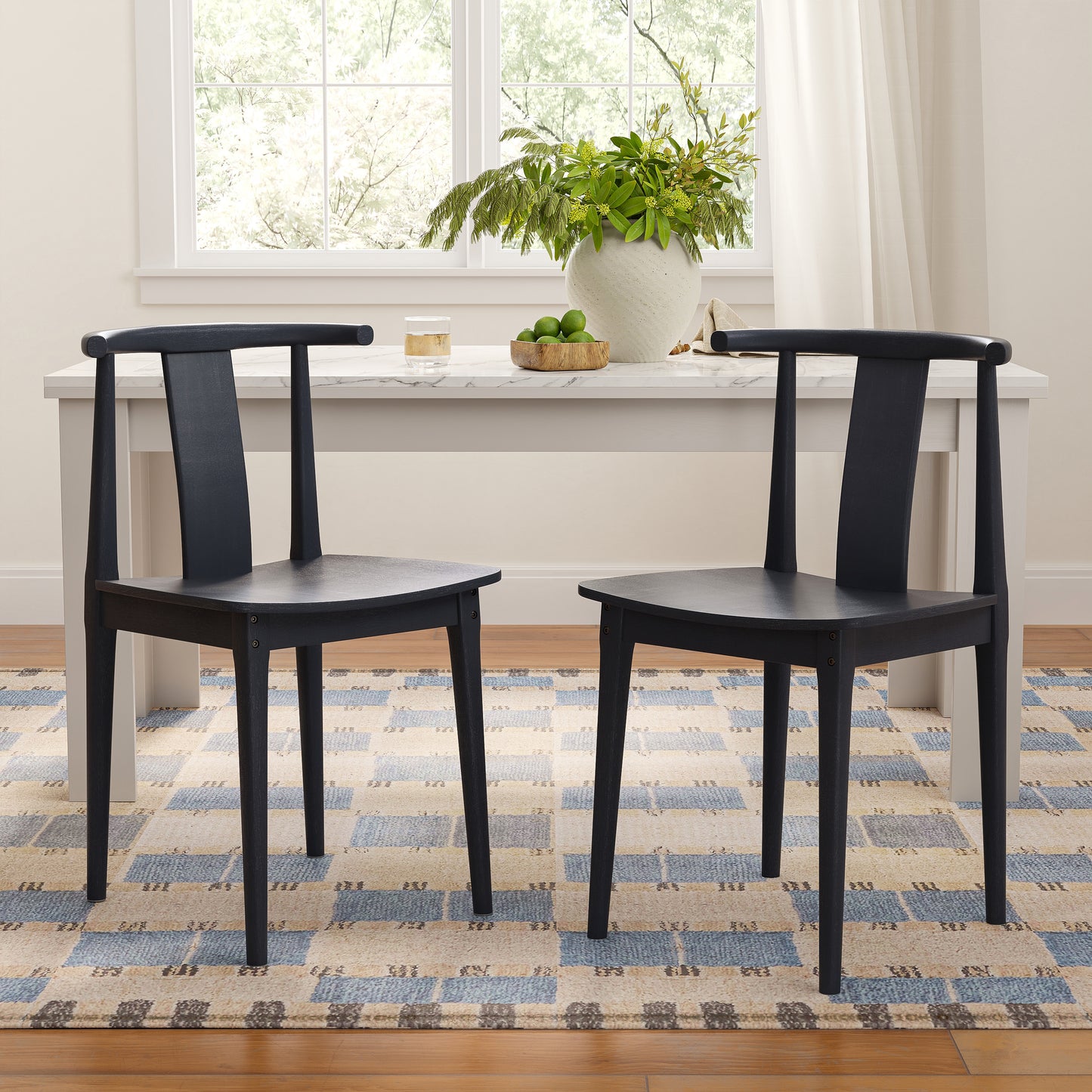 Wood Dining Room Chairs Set of 2, Mid Century Modern Kitchen Chairs Wishbone Chair with Curved Back Armless Accent Chair for Living Room Restaurant