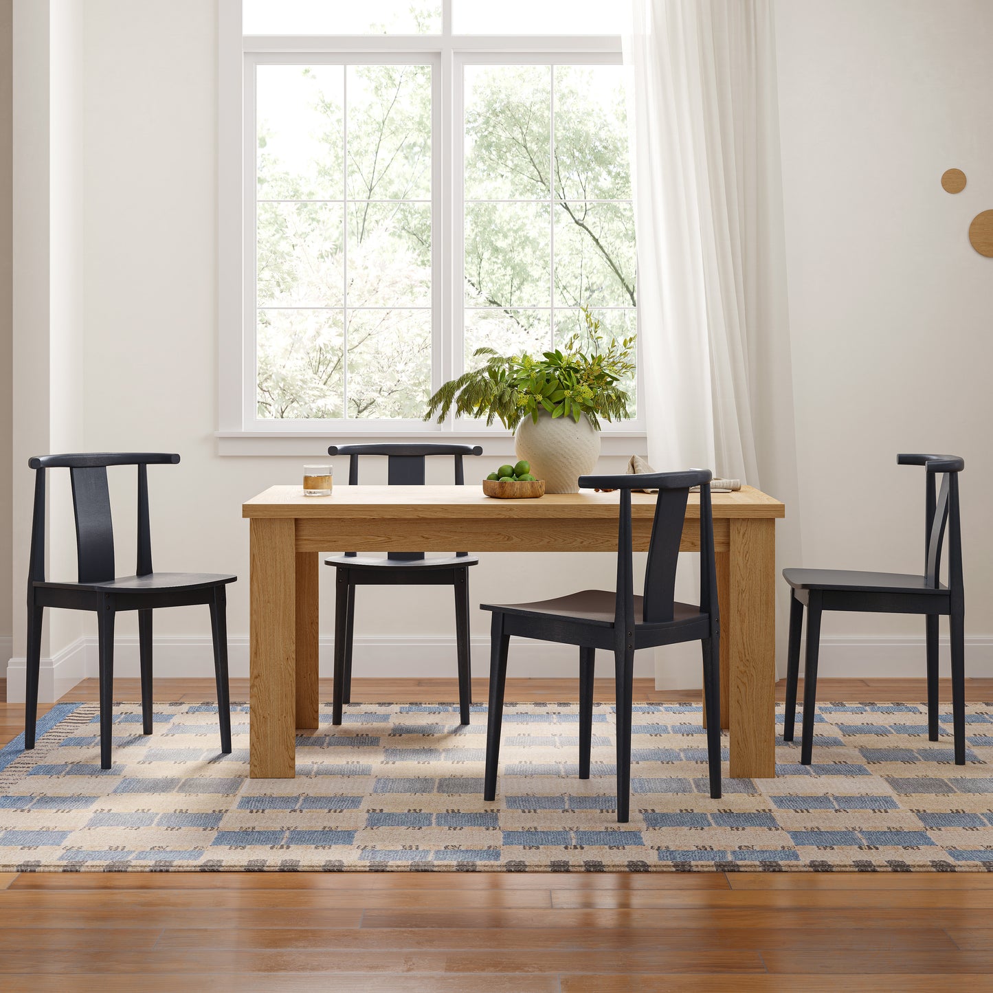 Wood Dining Room Chairs Set of 2, Mid Century Modern Kitchen Chairs Wishbone Chair with Curved Back Armless Accent Chair for Living Room Restaurant