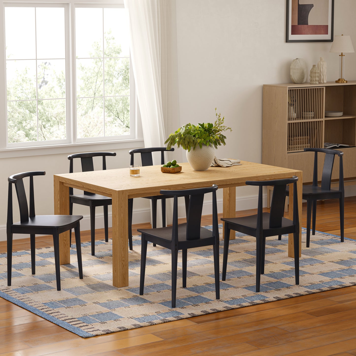 Wood Dining Room Chairs Set of 2, Mid Century Modern Kitchen Chairs Wishbone Chair with Curved Back Armless Accent Chair for Living Room Restaurant