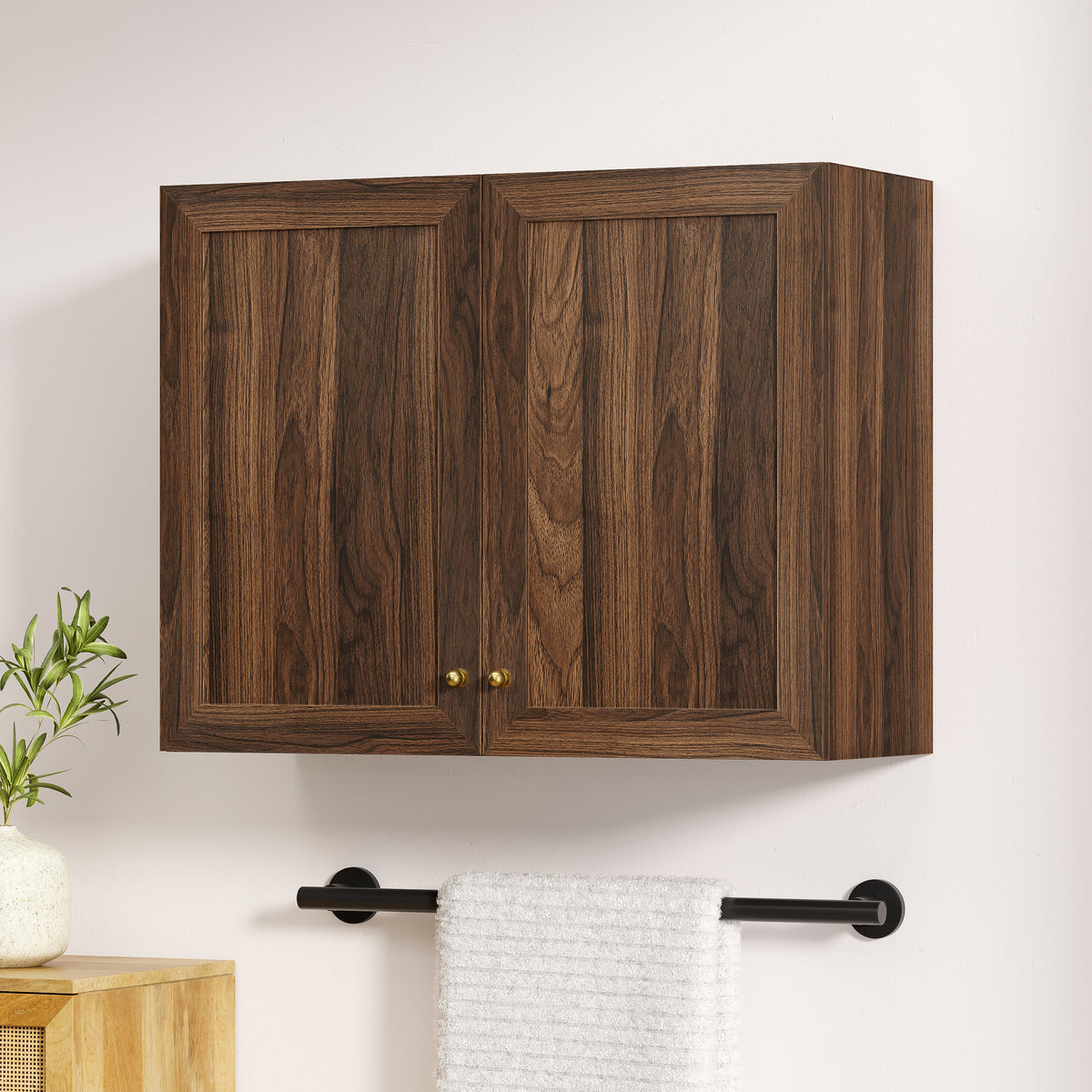 Bathroom Wall Cabinets Set of 2 Wall Mounted Storage Cabinet with Adjustable Shelves Floating Cupboard Kitchen Organizers Pantry Cabinet for Living Room, Laundry Room