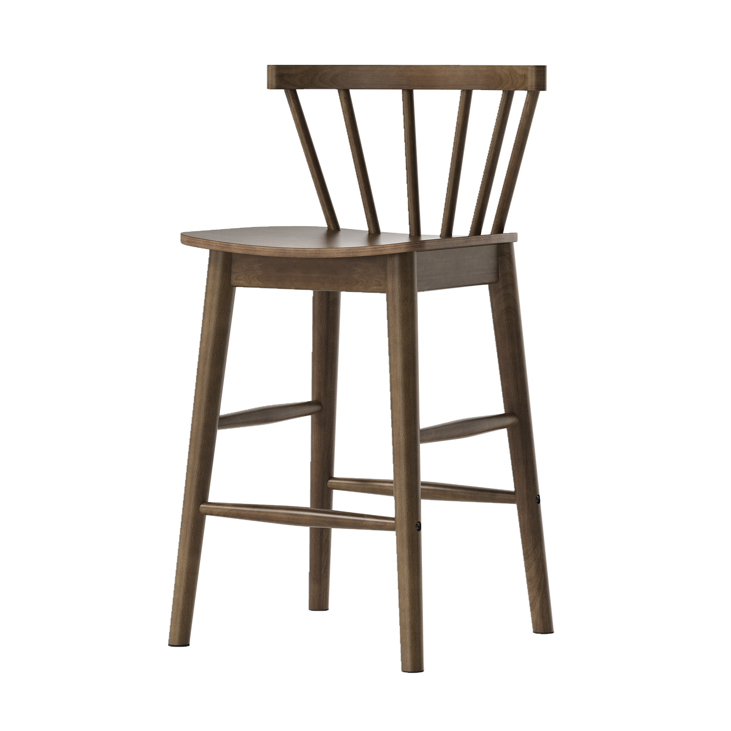 Modern Bar Stools Set of 2, 24" Wooden Counter Height Barstools, Modern Armless Farmhouse Bar Dining Chairs with Back & Footrest for Kitchen Island Pub
