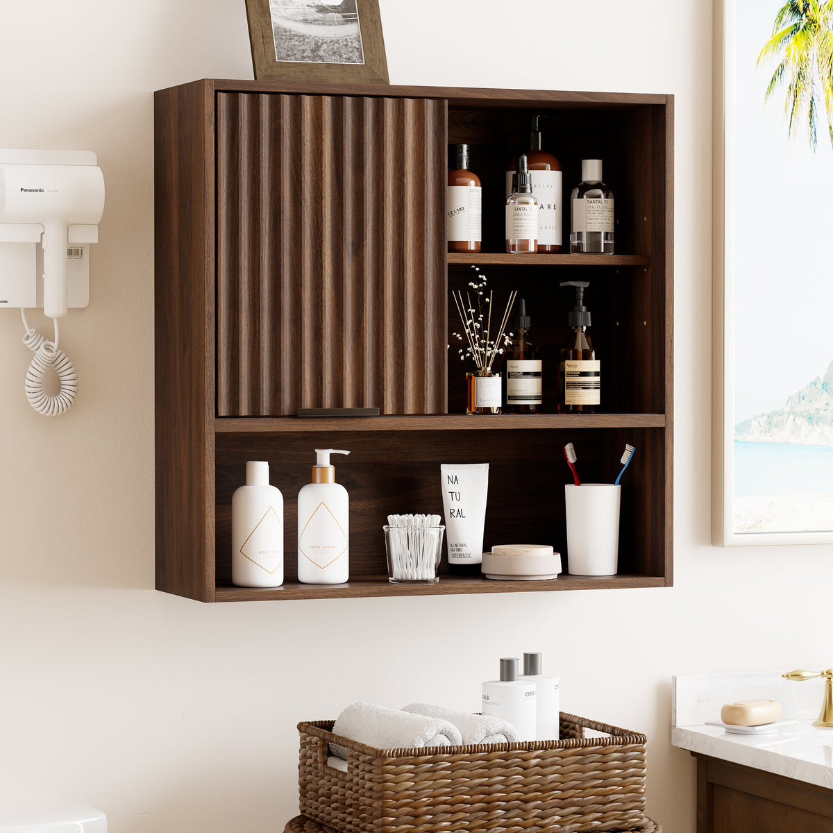 Square Medicine Cabinet Bathroom Wall Cabinet for Kitchen Square Bathroom Storage Cabinet for Laundry, Kitchen, Adjustable Shelves, Easy Install, Engineered Wood, Water Resistance