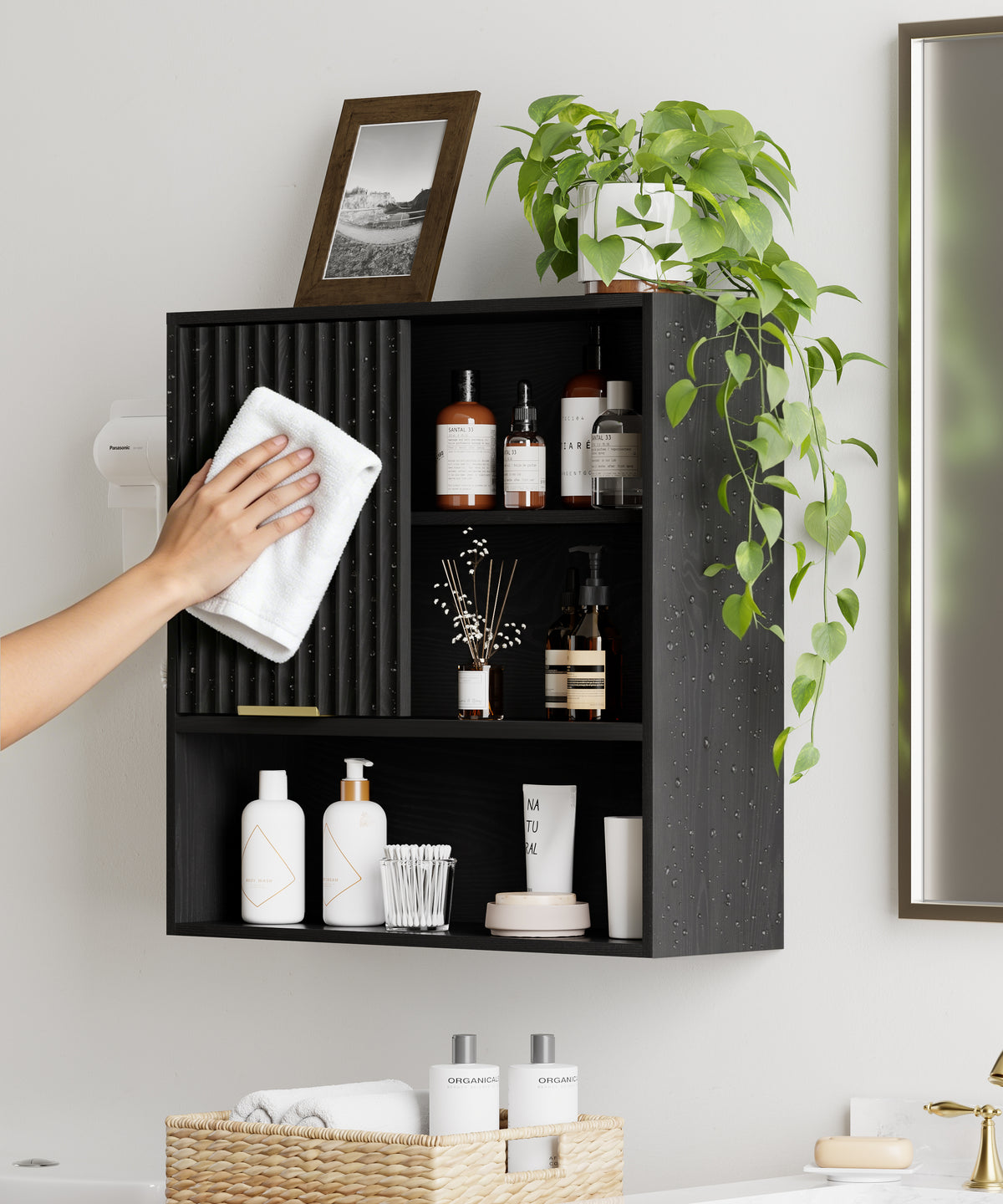 Square Medicine Cabinet Bathroom Wall Cabinet for Kitchen Square Bathroom Storage Cabinet for Laundry, Kitchen, Adjustable Shelves, Easy Install, Engineered Wood, Water Resistance