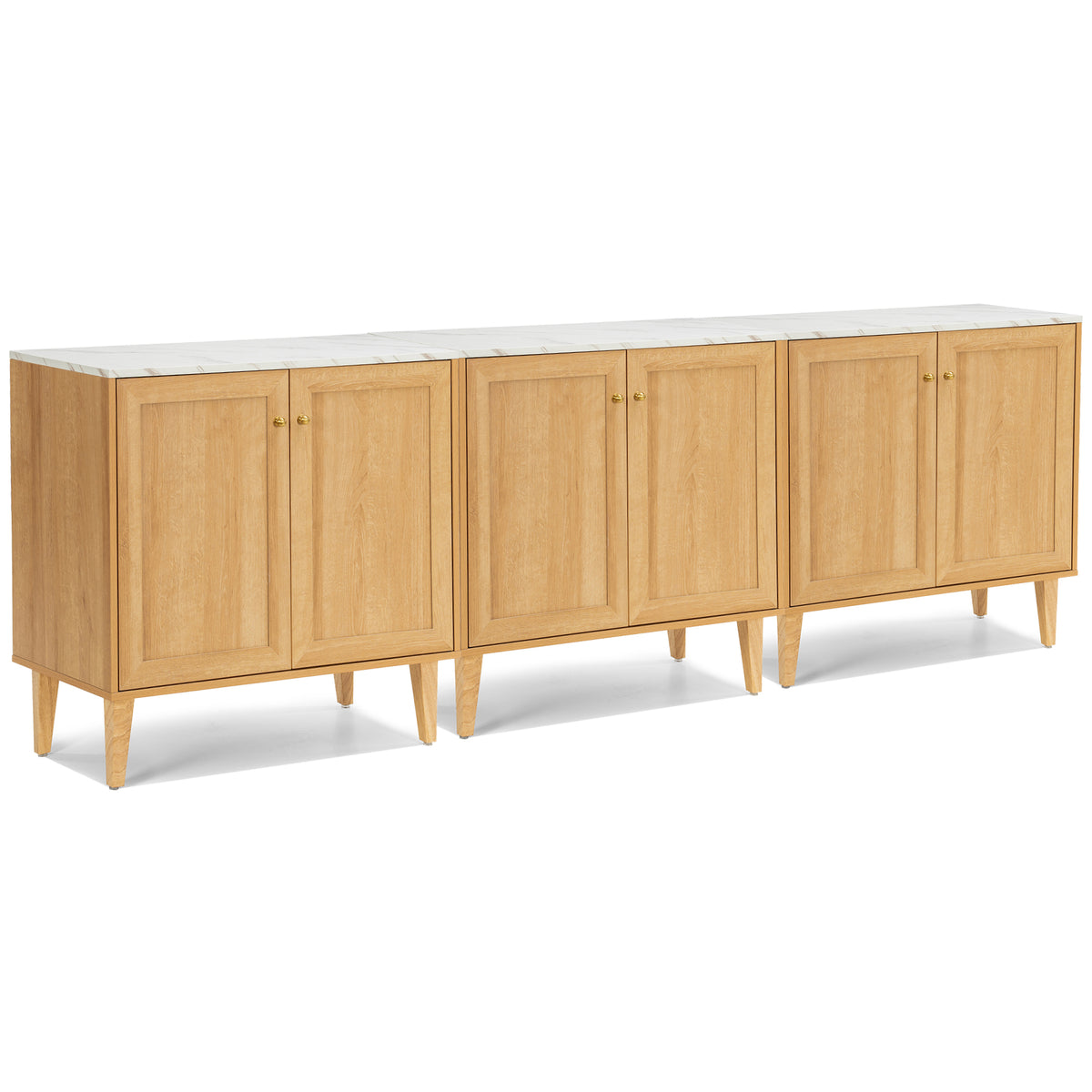 Accent Storage Cabinet Modern Freestanding Sideboard Buffet with Faux Marble Top Adjustable Shelves Wood Organizer for Living Room