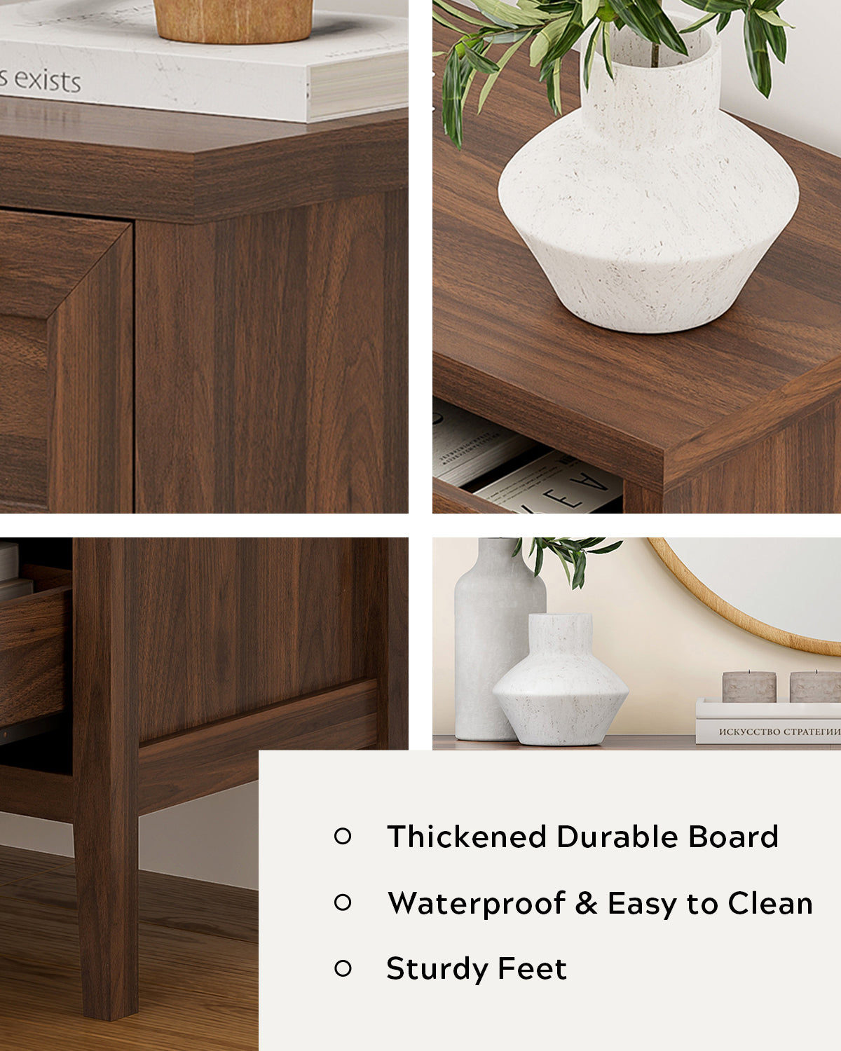 3 Drawers Dresser for Bedroom, Farmhouse Closet Storage Organizer with Golden Handles, Wooden Nightstand End Table for Living Room, Bedroom, Entryway, Hallway